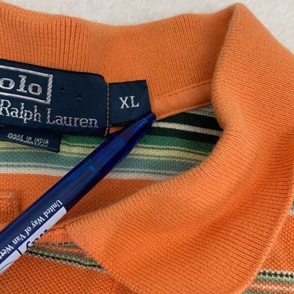 Polo by Ralph Lauren Mens XL Shirt Small Pony Cotton Short Sleeve Striped Rugby - Picture 5 of 15